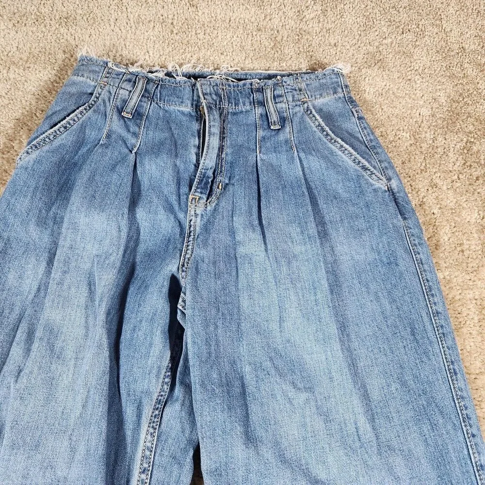 Hollister Ultra High Rise Dad Jeans Womens 5R 27x31 Blue Light Wash Denim Raw